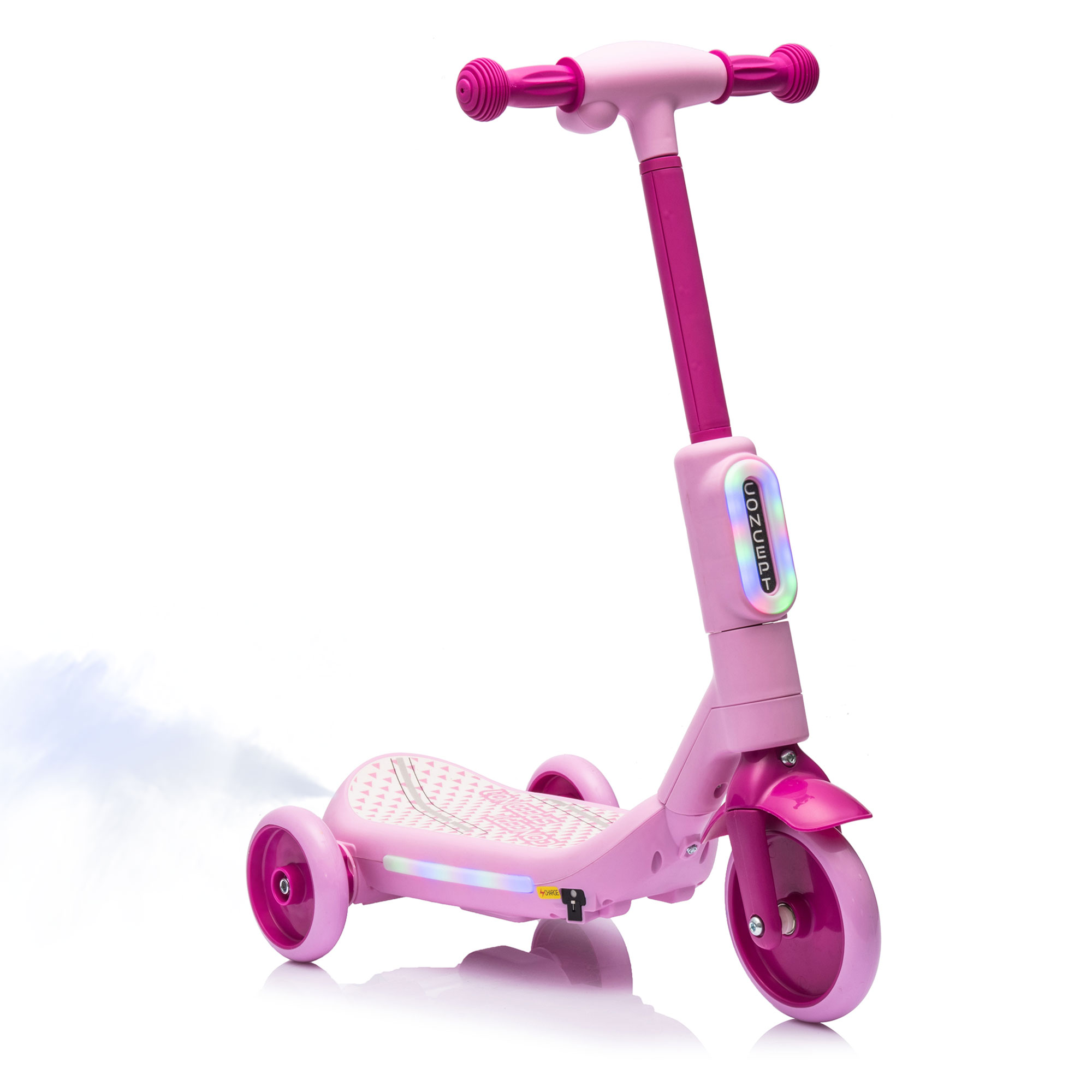 SUSIELADY Electric Scooter for Kids, 3 Wheel 6V Kids Kick Scooter with Spray, LED Lights, PU Wheels, Wide Pedal, Music, Independent Light Switch, Outdoor Toys for Boys Girls Toddlers Ages 3-6, Pink